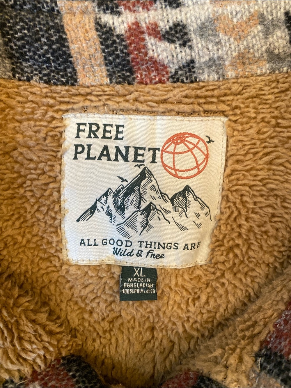 Free Planet Aztec-Pattern Button Up Sherpa Jacket w/ Side Pockets Size XL - Picture 7 of 7